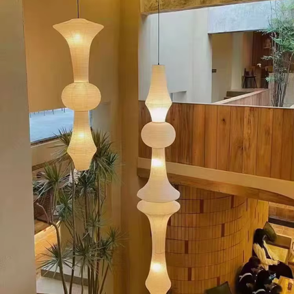 Elegant Japanese Rice Paper Pendant Light with Adjustable Height | Sculptural Design for Inviting Atmosphere 4