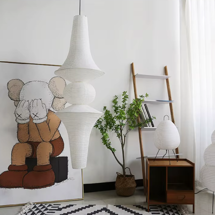 Elegant Japanese Rice Paper Pendant Light with Adjustable Height | Sculptural Design for Inviting Atmosphere 7