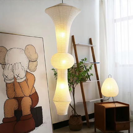 Elegant Japanese Rice Paper Pendant Light with Adjustable Height | Sculptural Design for Inviting Atmosphere 8
