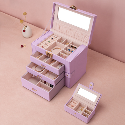 Elegant Jewelry Box Organizer with Drawers & Mirror for Stylish Storage 1