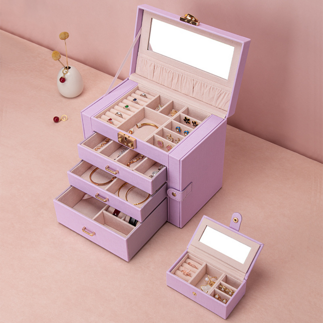 Elegant Jewelry Box Organizer with Drawers & Mirror for Stylish Storage 1