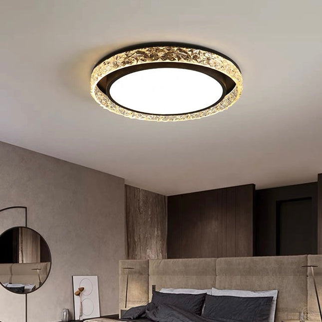 Elegant LED Ceiling Light | Remote Dimmable Flush Mount with Crystal Halo Design for Adjustable Ambiance 1