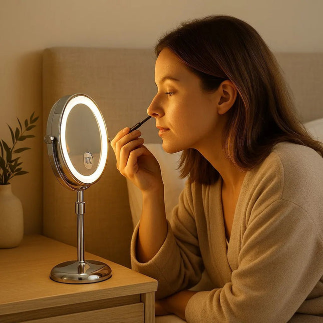 Elegant LED Makeup Mirror | 10X Magnification & Adjustable Height | Perfect Lighting for Flawless Makeup 1