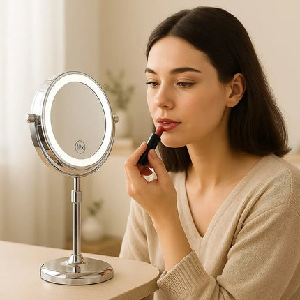 Elegant LED Makeup Mirror | 10X Magnification & Adjustable Height | Perfect Lighting for Flawless Makeup 5