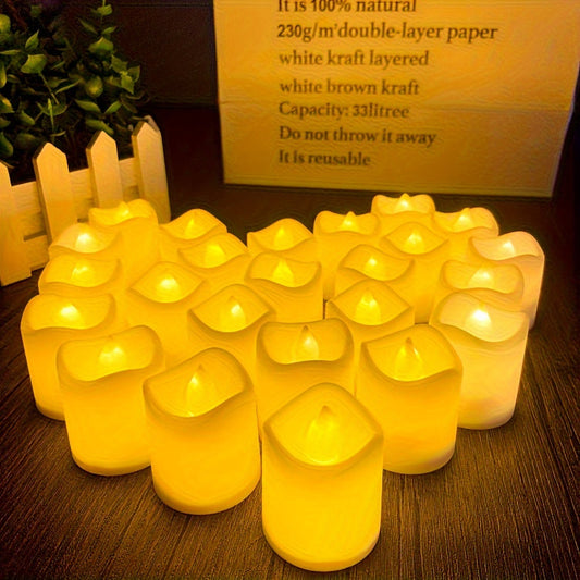 Elegant LED Tealights | Flameless Battery-Operated Candles with Flickering Effect | Safe, Smoke-Free Lighting for Romantic Occasions 0