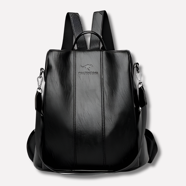 Elegant Leather Backpack with Anti-Theft Design & Unique Kangaroo Engraving | Stylish & Secure for Daily Use 0