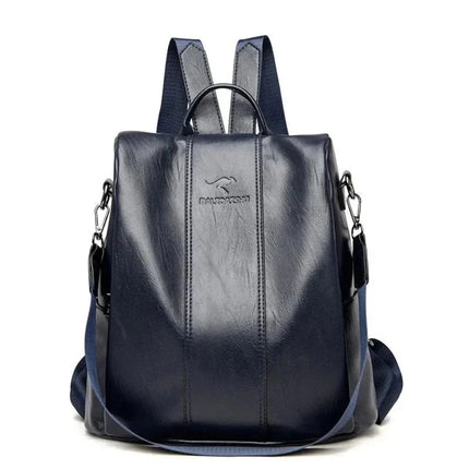 Elegant Leather Backpack with Anti-Theft Design & Unique Kangaroo Engraving | Stylish & Secure for Daily Use 2