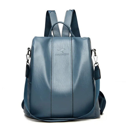 Elegant Leather Backpack with Anti-Theft Design & Unique Kangaroo Engraving | Stylish & Secure for Daily Use 5