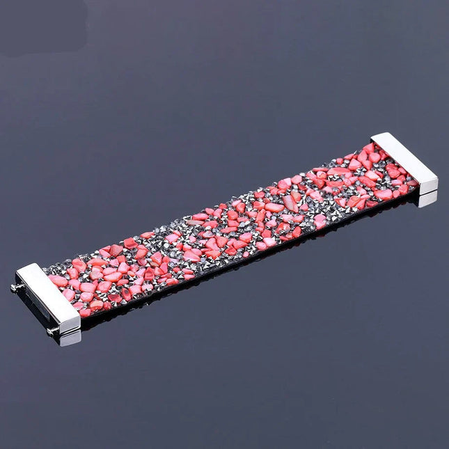 Elegant Leather Bracelet with Natural Stone Crystals for Stylish Accessory 1
