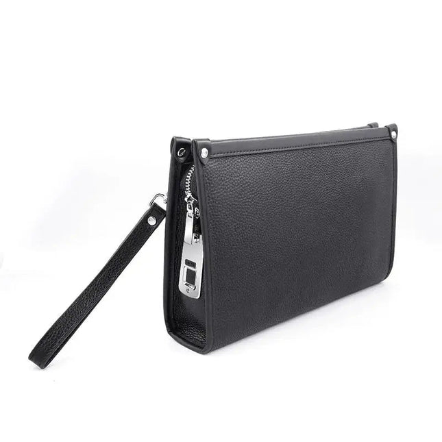 Elegant Leather Business Clutch with Fingerprint Lock | Secure Storage for Professionals 1