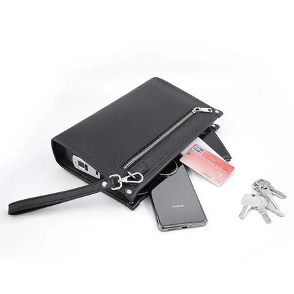 Elegant Leather Business Clutch with Fingerprint Lock | Secure Storage for Professionals 4