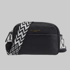 Elegant Leather Crossbody Bag with Patterned Strap | Stylish Versatility for Everyday Use 0