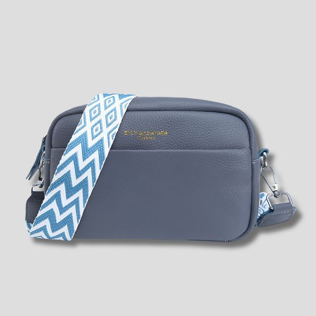 Elegant Leather Crossbody Bag with Patterned Strap | Stylish Versatility for Everyday Use 1
