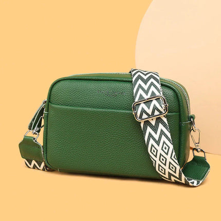 Elegant Leather Crossbody Bag with Patterned Strap | Stylish Versatility for Everyday Use 2