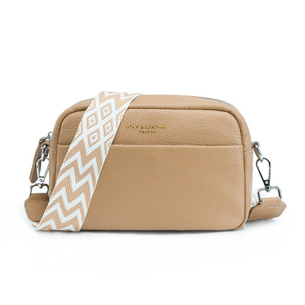 Elegant Leather Crossbody Bag with Patterned Strap | Stylish Versatility for Everyday Use 3