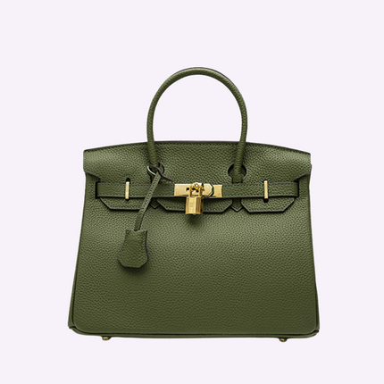 Elegant Leather Handbag with Gold Lock Hardware | Stylish & Versatile Accessory for Everyday Use 7