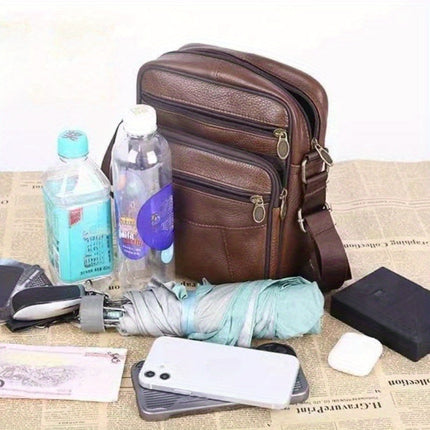 Elegant Leather Shoulder Bag for Men with Adjustable Strap | Versatile Design for Everyday Use 5