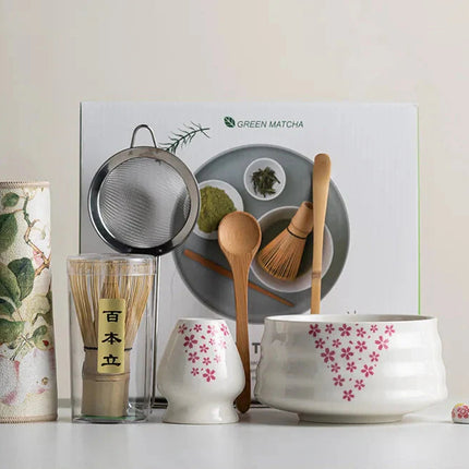Elegant Matcha Set | 8-Piece Ceramic Bowl and Whisk with Bamboo Frother | Complete Kit for Authentic Tea Ceremony Experience 6