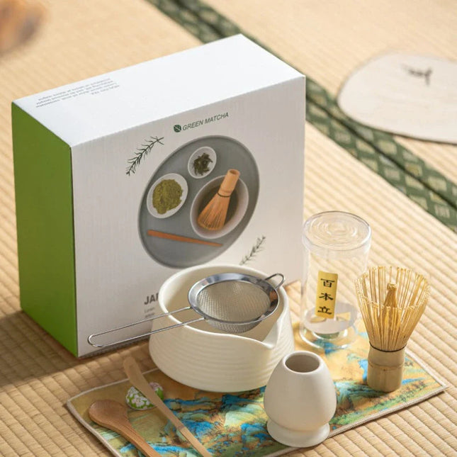 Elegant Matcha Tea Set | Hand-Painted Ceramic with Unique Glaze Design | Complete 4-Piece Set for Authentic Tea Ceremony 1