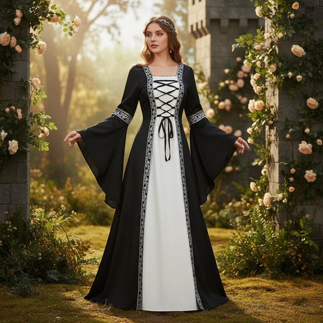 Elegant Medieval Dress Costume for Women with Lace-Up Design | Perfect for Halloween and Themed Events 0