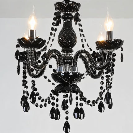 Elegant Modern Black Crystal Chandelier with Cascading Drops | Timeless Lighting for Dining Rooms 1