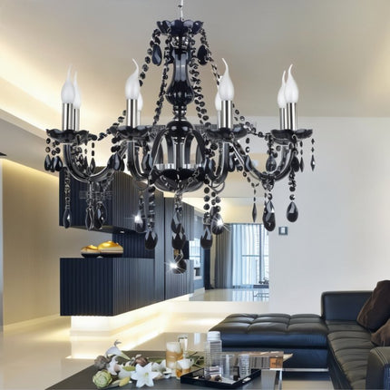 Elegant Modern Black Crystal Chandelier with Cascading Drops | Timeless Lighting for Dining Rooms 4