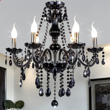Elegant Modern Black Crystal Chandelier with Cascading Drops | Timeless Lighting for Dining Rooms 5