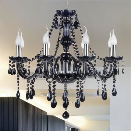 Elegant Modern Black Crystal Chandelier with Cascading Drops | Timeless Lighting for Dining Rooms 6