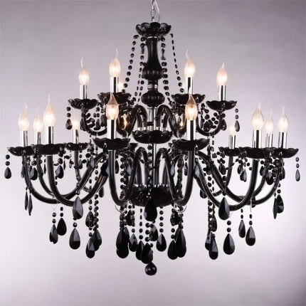 Elegant Modern Black Crystal Chandelier with Cascading Drops | Timeless Lighting for Dining Rooms 7