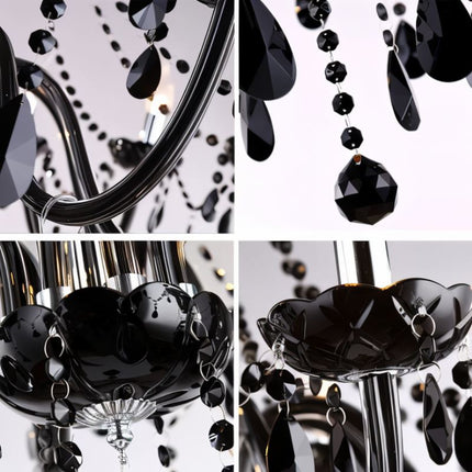 Elegant Modern Black Crystal Chandelier with Cascading Drops | Timeless Lighting for Dining Rooms 8