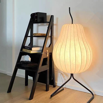 Elegant Modern Floor Lamp with Pear Silk Shade | Cozy Lighting for Living Room Ambiance 2