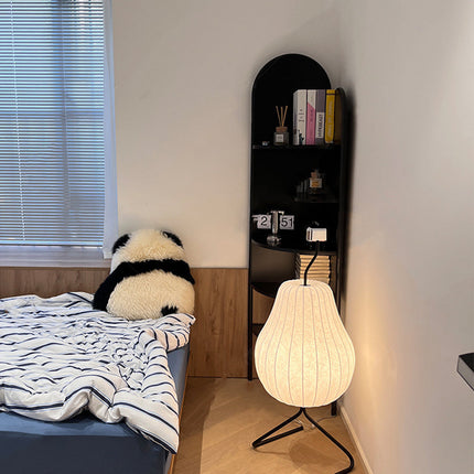 Elegant Modern Floor Lamp with Pear Silk Shade | Cozy Lighting for Living Room Ambiance 8