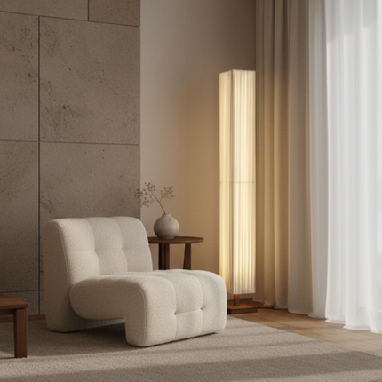 Elegant Modern Japanese Floor Lamp with Soft Warm LED Light | Premium Walnut Wood Design for Tranquil Spaces 1