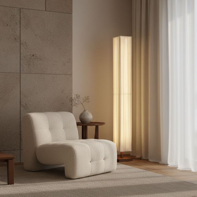 Elegant Modern Japanese Floor Lamp with Soft Warm LED Light | Premium Walnut Wood Design for Tranquil Spaces 1