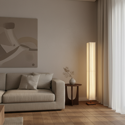 Elegant Modern Japanese Floor Lamp with Soft Warm LED Light | Premium Walnut Wood Design for Tranquil Spaces 2