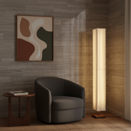 Elegant Modern Japanese Floor Lamp with Soft Warm LED Light | Premium Walnut Wood Design for Tranquil Spaces 3