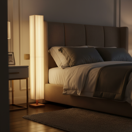 Elegant Modern Japanese Floor Lamp with Soft Warm LED Light | Premium Walnut Wood Design for Tranquil Spaces 4