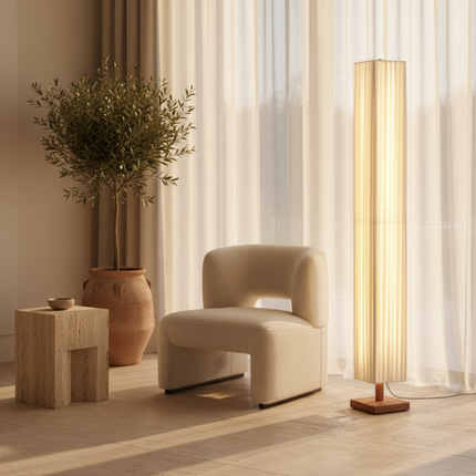 Elegant Modern Japanese Floor Lamp with Soft Warm LED Light | Premium Walnut Wood Design for Tranquil Spaces 5