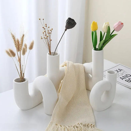 Elegant Porcelain Decorative Vase with Handcrafted Finish | Minimalist Centerpiece for Floral Arrangements 2