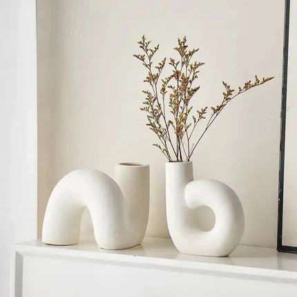 Elegant Porcelain Decorative Vase with Handcrafted Finish | Minimalist Centerpiece for Floral Arrangements 4