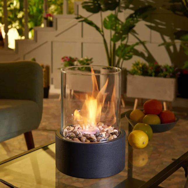 Elegant Portable Tabletop Fire Bowl with Glass Panels | Cozy Ambiance for Any Room 1