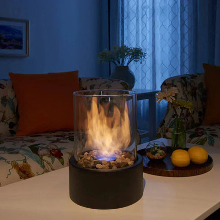 Elegant Portable Tabletop Fire Bowl with Glass Panels | Cozy Ambiance for Any Room 2