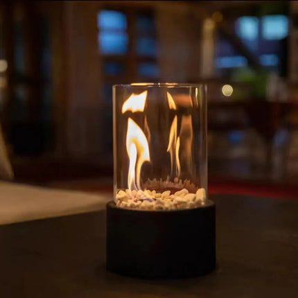 Elegant Portable Tabletop Fire Bowl with Glass Panels | Cozy Ambiance for Any Room 4