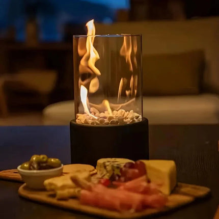 Elegant Portable Tabletop Fire Bowl with Glass Panels | Cozy Ambiance for Any Room 5