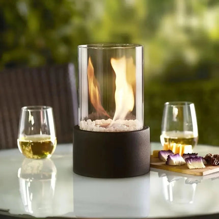 Elegant Portable Tabletop Fire Bowl with Glass Panels | Cozy Ambiance for Any Room 6