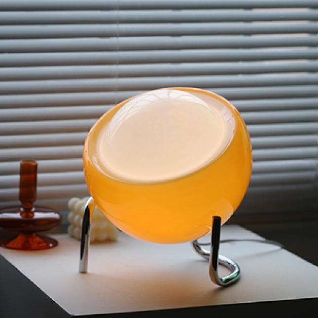 Elegant Retro Glass Table Lamp with Soft LED Lighting | Stylish Night Light for Cozy Atmosphere 0