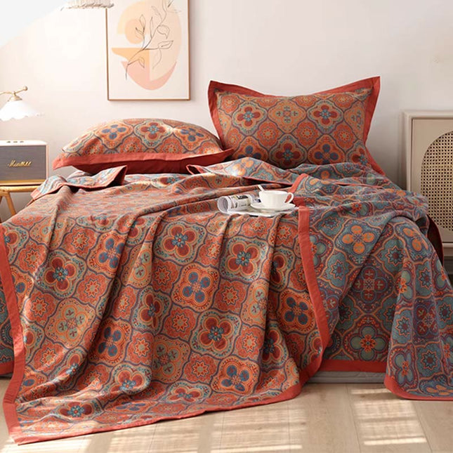 Elegant Reversible Cotton Quilt with Petal Flower Pattern for All Seasons 0