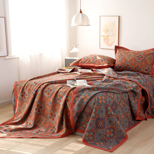 Elegant Reversible Cotton Quilt with Petal Flower Pattern for All Seasons 1