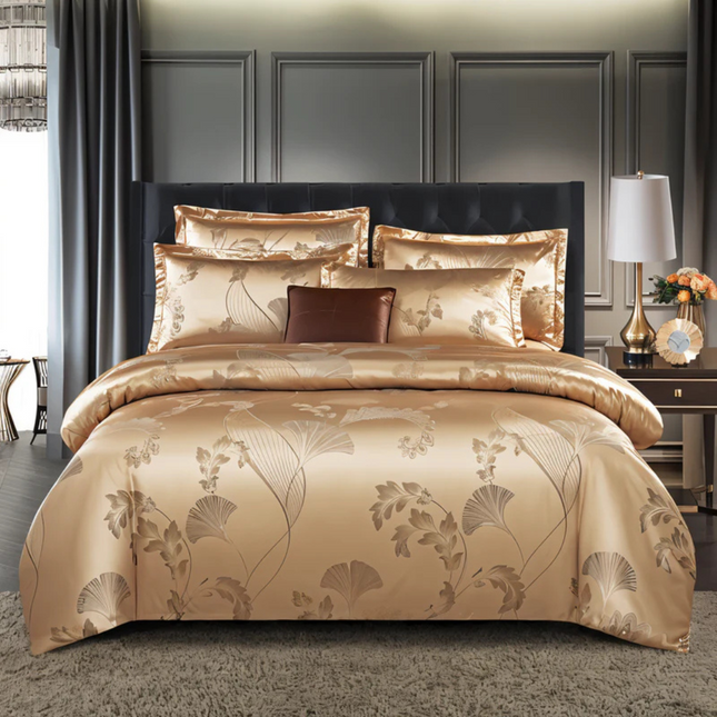 Elegant Satin Duvet Cover Set with Floral Print & Breathable Comfort for Luxurious Sleep 0