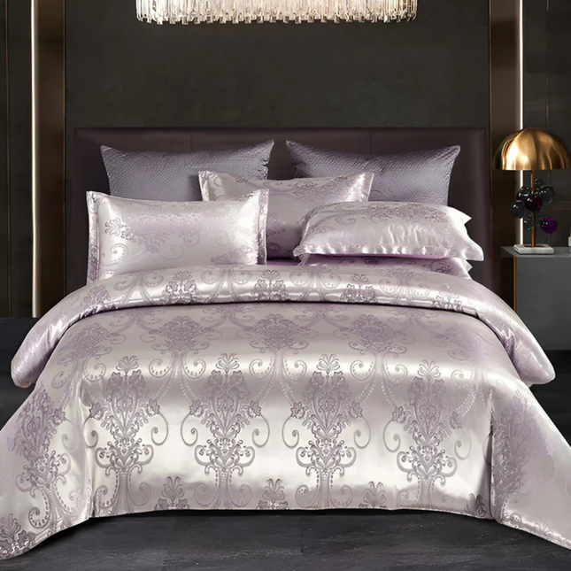 Elegant Satin Duvet Cover Set with Floral Print & Breathable Comfort for Luxurious Sleep 1